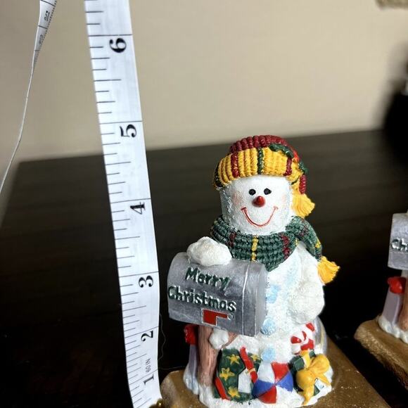 Vintage Heavy Snowman Stocking Holders Set 2 Metal Base Christmas Mantel Hooks - Picture 5 of 6